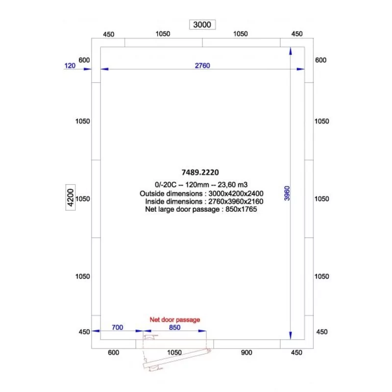 Koel/Vriescel 3000x4200x(h)2400 - 120 MM