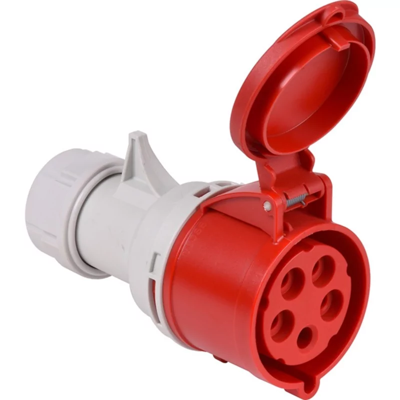 Contrastekker krachtstroom 4p+ 1 aarde 16A Rood