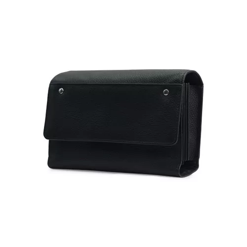 Portefeuille zwart leder 5 vakken + riem velcro
