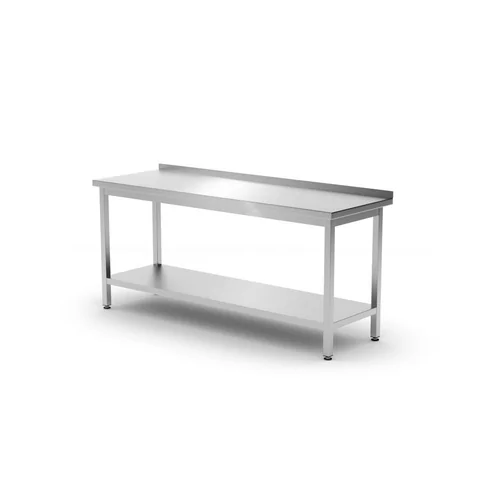 Muurwerktafel met opstaande rand en schap - 600 mm diep