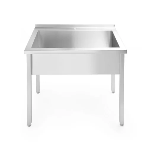 Tafel met enkele wasbak, zonder spatrand - geschroefd, diepte 600 mm