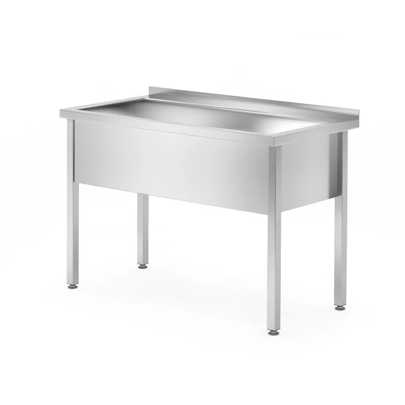 Tafel met enkele wasbak – gelast, diepte 700 mm, kamerhoogte 300 mm