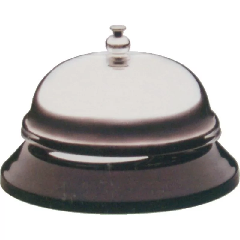 Receptiebel chromé met zwarte voet D85xH65mm