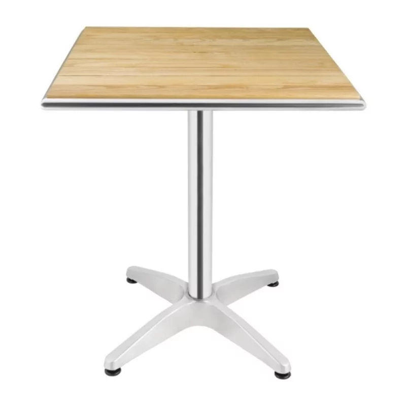 Vierkante tafel met houten tafelblad 