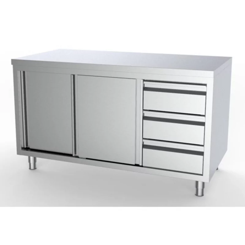 Kast + schuifdeuren + laden rechts (l)2000x(d)700mm