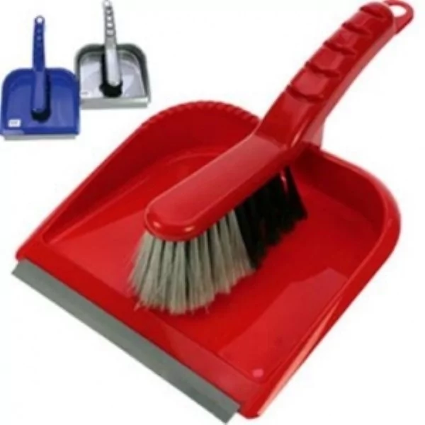 Vuilblik plastiek mix kleur met borstel 350/250x220mm