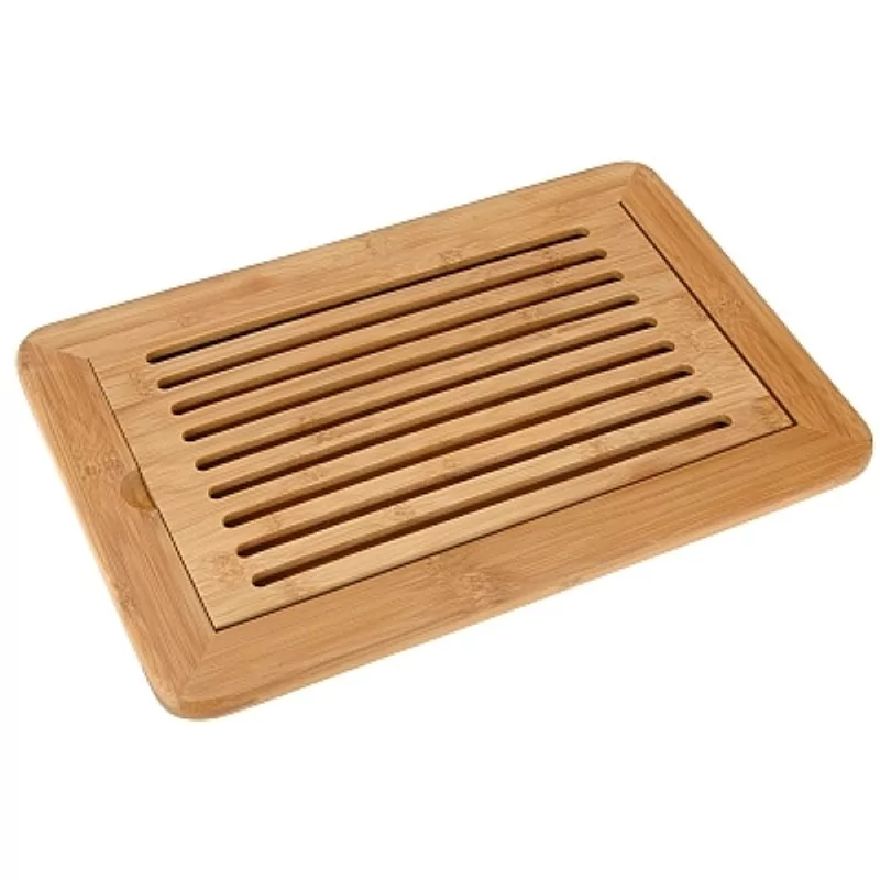 Broodsnijplank rubberwood met kruimelbak L475xB320xH20mm
