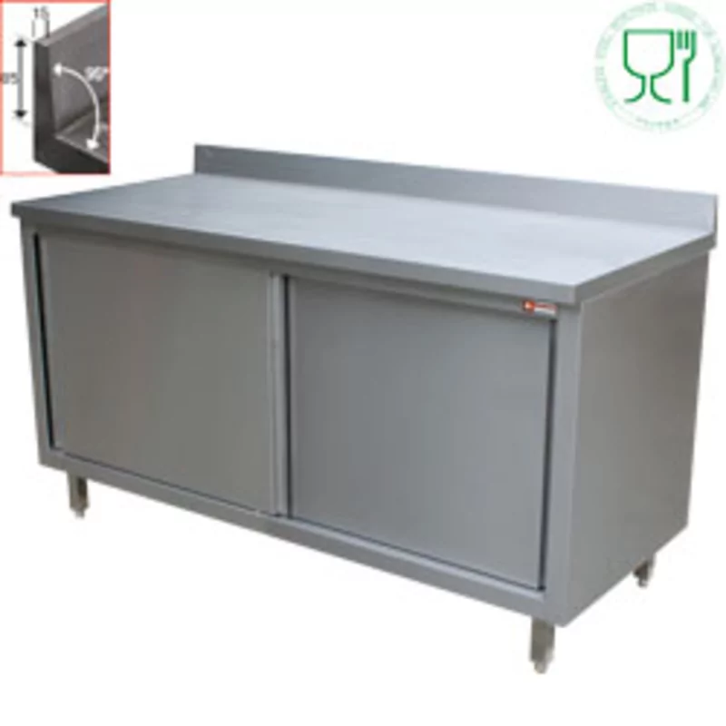 Kast RVS met schuifdeuren + opstaande kant1200x(d)700x(h)880/900mm {Aisi441}