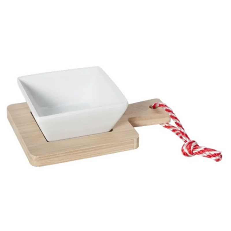 Schaaltje 8x8x3.5cm op Bamboe dienblad 14x10x3.5cm