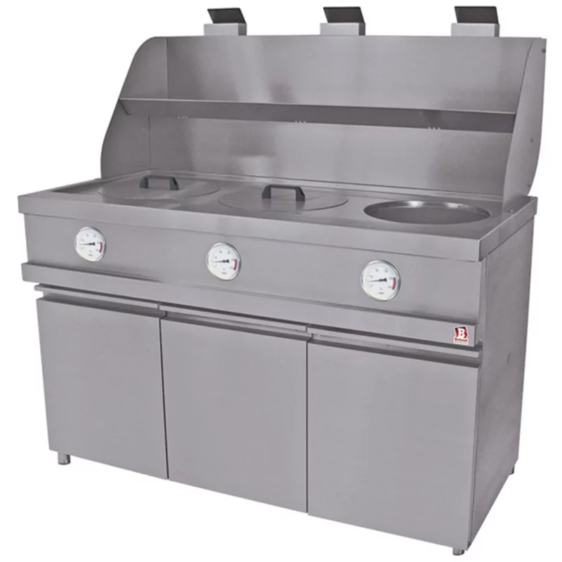 Heavy Duty Gas Friteuse 3 ronde kuipen, mechanisch