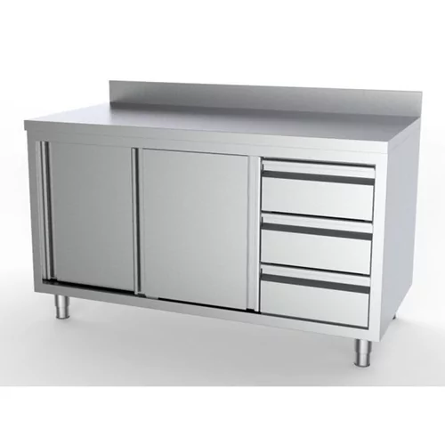 Kast + schuifdeuren + achteropstand/ laden rechts (l)1400x(d)700mm