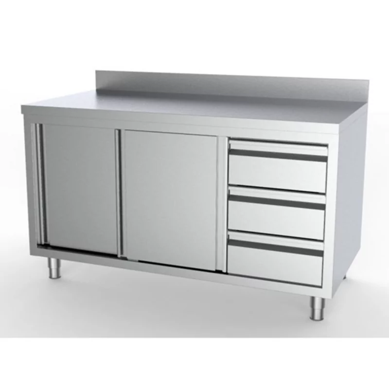 Kast + schuifdeuren + achteropstand/ laden rechts (l)1400x(d)700mm